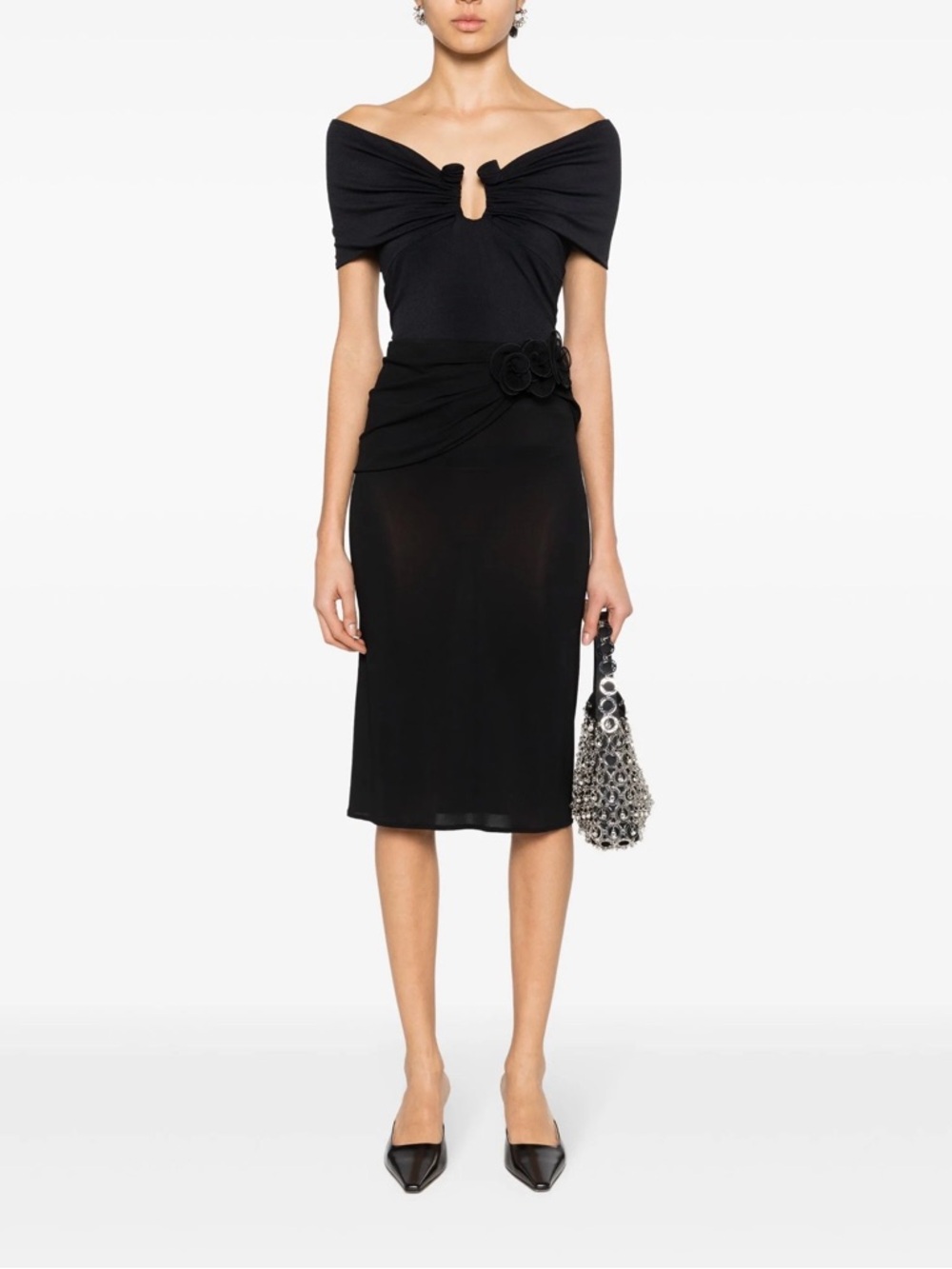 Magda Butrym Black Off-Shoulder Sweetheart Top